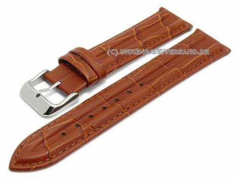 Watch strap -Wildkroko Chrono- 18mm light brown leather alligator grain stitched (width of buckle 16 mm) - Bild vergr��ern 