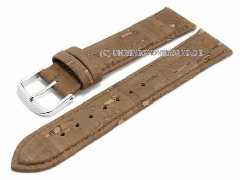 Watch strap -Catalania- 20mm brown leather genuine cork uppers stitched (width of buckle 18 mm) - Bild vergr��ern 