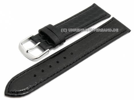Watch strap -Seeschlange- 20mm black genuine sea snake stitched (width of buckle 18 mm) - Bild vergr��ern 