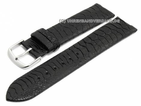 Watch strap -Alector- 18mm black leather genuine chicken leg thin (width of buckle 16 mm) - Bild vergr��ern 