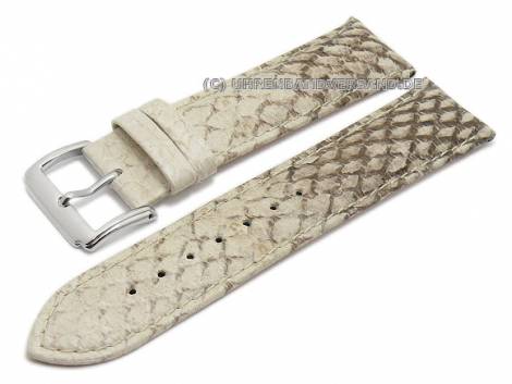Watch strap -Lachs- 22mm beige genuine salmon (fish leather) padded stitched (width of buckle 20 mm) - Bild vergr��ern 