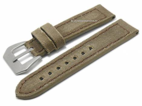 Watch strap -Maryland- 24mm dark brown canvas/leather vintage look stitched by RIOS (width of buckle 24 mm) - Bild vergrern 