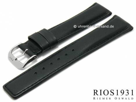Watch strap -Submariner- 20mm black leather smooth by RIOS (width of buckle 18 mm) - Bild vergr��ern 