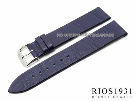 Watch strap XS -Miami- 16mm dark blue alligator grain by RIOS (width of buckle 14 mm) - Bild vergr��ern 