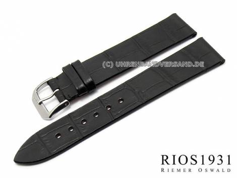 Watch strap -Miami- 16mm black alligator grain by RIOS (width of buckle 14 mm) - Bild vergrern 