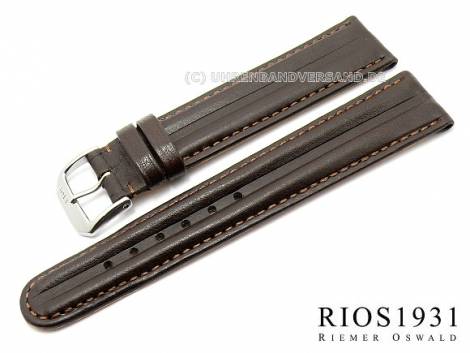 Watch band -Arizona Sport- 18mm dark brown stitched saddle leather by RIOS (width of buckle 16 mm) - Bild vergr��ern 