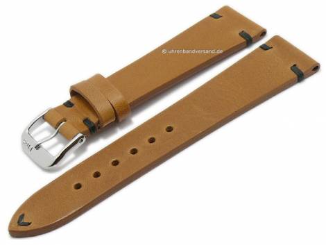 Watch strap -Walker- 18mm light brown leather vintage look black stitching by RIOS (width of buckle 16 mm) - Bild vergrern 