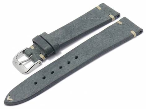 Watch strap -Bedford- 20mm dark grey leather vintage look light stitched RIOS (width of buckle 16 mm) - Bild vergr��ern 