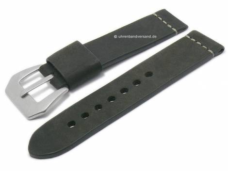 Watch strap -Winchester- 24mm black leather vintage look light stitching by RIOS (width of buckle 24 mm) - Bild vergr��ern 