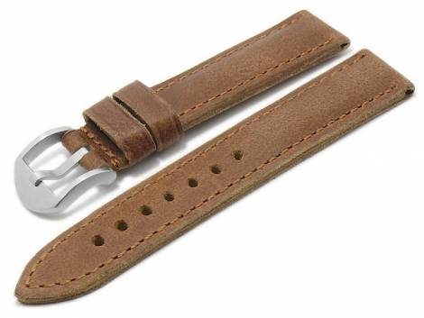 Watch strap -Derby- 20mm brown leather vintage look stitched by RIOS (width of buckle 20 mm) - Bild vergr��ern 