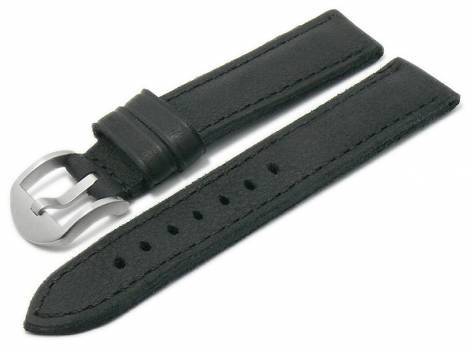 Watch strap -Derby- 20mm black leather vintage look stitched by RIOS (width of buckle 20 mm) - Bild vergr��ern 