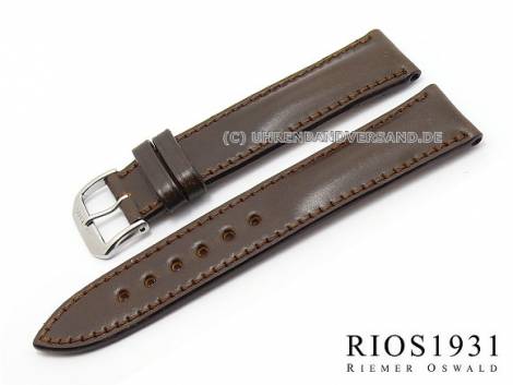 Watch band -Chicago- 18mm dark brown shell cordovan leather stitched by RIOS (width of buckle 16 mm) - Bild vergrern 