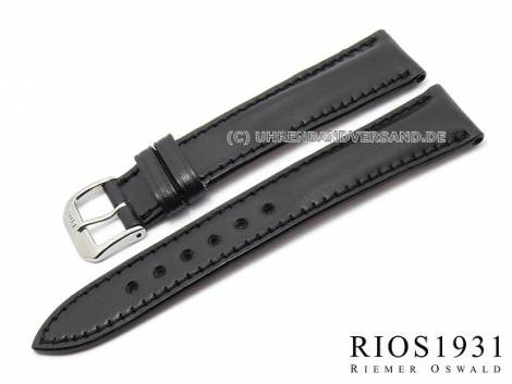 Watch band -Chicago- 22mm black shell cordovan leather stitched by RIOS (width of buckle 18 mm) - Bild vergr��ern 