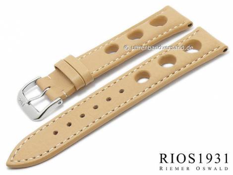 Watch band -Kaluga- 22mm beige genuine Juchten leather RIOS (width of buckle 18 mm) - Bild vergr��ern 