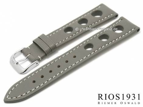 Watch band -Kaluga- 22mm grey genuine Juchten leather RIOS (width of buckle 18 mm) - Bild vergrern 