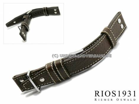 Watch strap -Aviator- 20mm dark brown buffalo leather aviator look by RIOS (width of buckle 18 mm) - Bild vergrern 