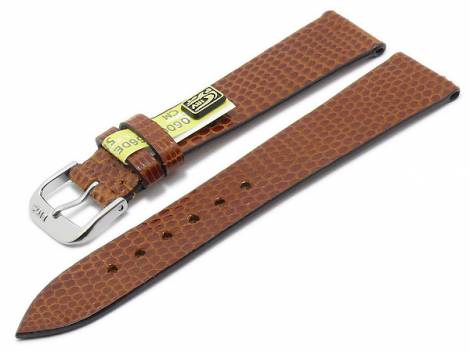 Well-crafted watch strap -Charme- 16mm brown genuine lizard thin glossy by RIOS (width of buckle 14 mm) - EU ONLY - Bild vergr��ern 
