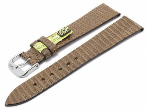 Well-crafted watch strap -Charme- 16mm taupe genuine lizard thin glossy by RIOS (width of buckle 14 mm) - EU ONLY - Bild vergr��ern 