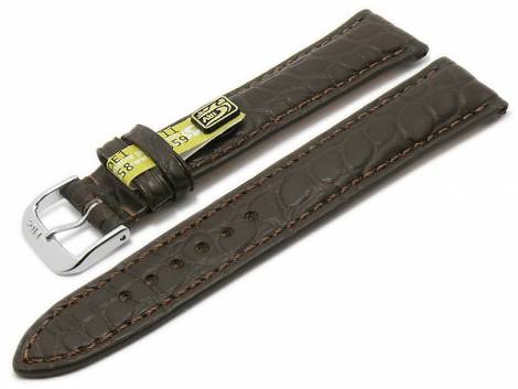 Well-crafted watch strap -Imperial- 22mm dark brown genuine alligator stitched by RIOS (width of buckle 18 mm) - EU ONLY - Bild vergrern 