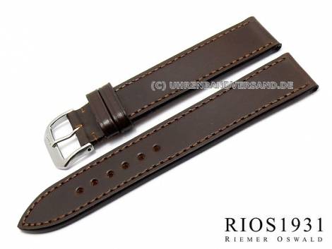 Watch strap -Seattle- 18mm dark brown Shell Cordovan leather by RIOS (width of buckle 16 mm) - Bild vergr��ern 
