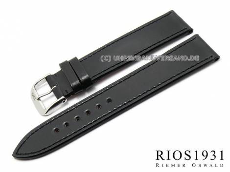 Watch strap -Seattle- 18mm black Shell Cordovan leather by RIOS (width of buckle 16 mm) - Bild vergrern 