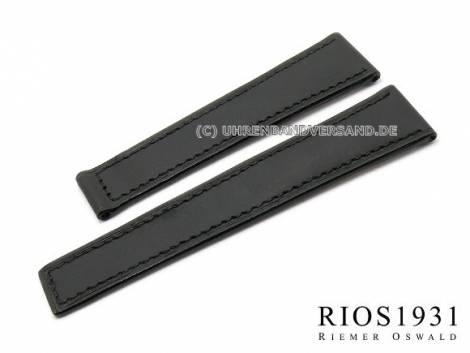 Watch strap -Vision- 20mm black Juchten leather for clasp by RIOS (width of buckle 16 mm) - Bild vergr��ern 
