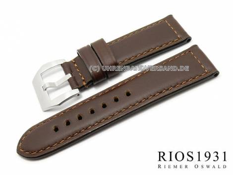Watch band -Milano- 26mm dark brown for Officine Panerai smooth by RIOS (width of buckle 22 mm) - Bild vergr��ern 