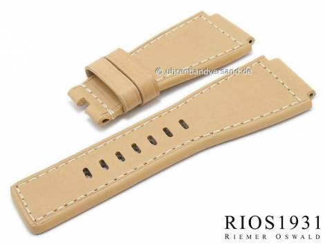 Watch strap -Copter- 24mm beige Juchten leather vegetable tanned light stitching by RIOS (width of buckle 24 mm) - Bild vergr��ern 