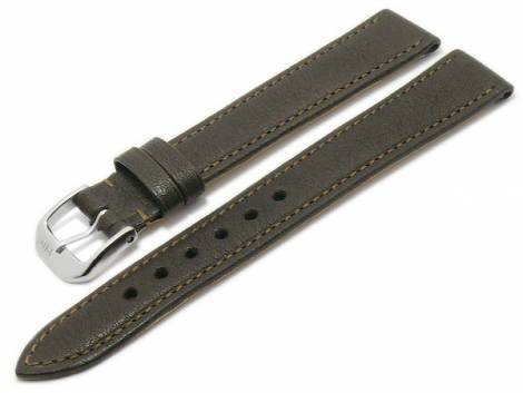 BIO leather watch strap -Waging- 14mm dark brown grained stitched by RIOS (width of buckle 12 mm) - Bild vergrern 