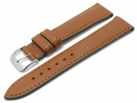 BIO leather watch strap -Garmisch- 22mm light brown grained stitched by RIOS (width of buckle 18 mm) - Bild vergrern 