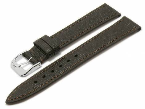 Watch strap -French- 16mm dark brown leather grained stitched by RIOS (width of buckle 14 mm) - Bild vergrern 