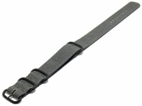 Watch strap -NATO Tallinn- 18mm grey canvas/leather vintage look one piece strap by RIOS - Bild vergrößern 