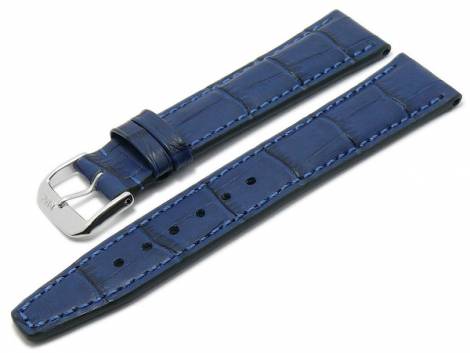 Watch strap -Dallas- 22mm dark blue leather alligator grain stitched by RIOS (width of buckle 18 mm) - Bild vergrern 