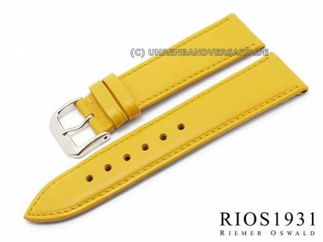Watch band -Toscana- XS 18mm yellow calf leather smooth stitched by RIOS (width of buckle 16 mm) - Bild vergr��ern 