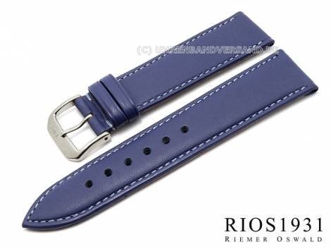 Watch band -Toscana- 17mm royal blue calf leather smooth stitched by RIOS (width of buckle 16 mm) - Bild vergr��ern 