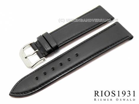 Watch band -Toscana- XS 20mm black calf leather smooth stitched by RIOS (width of buckle 18 mm) - Bild vergr��ern 