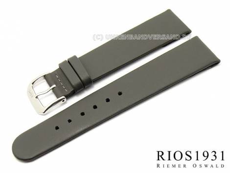 Watch strap -Diplomat Clip- XS 16mm fixed bars grey smooth leather RIOS (width of buckle 14 mm) - Bild vergr��ern 