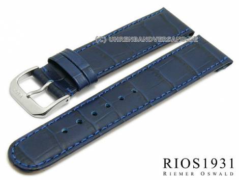 Watch strap -Argentina Clip- 16mm for fixed bars blue allig. grain RIOS (width of buckle 14 mm) - Bild vergr��ern 