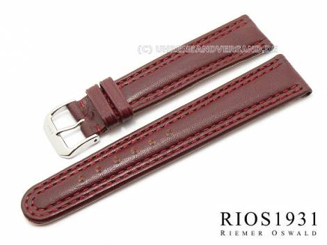 Watch band -Arizona Double Stitching- 20mm auburn saddle leather RIOS (width of buckle 18 mm) - Bild vergr��ern 