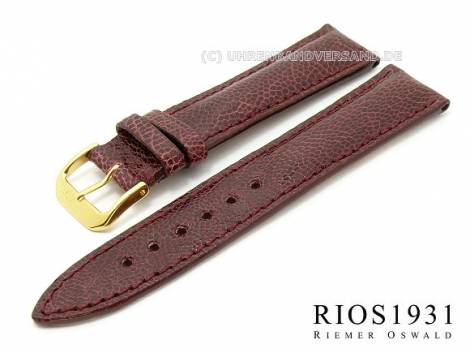 Watch band -Ostrich Exotica Chrono- 20mm bordeaux genuine ostrich (leg) RIOS (width of buckle 18 mm) - Bild vergr��ern 