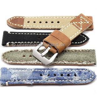 Rustic watch bands with vintage-look made of leather/textile diverse designs from the Rock!t Collection - Produktbild 