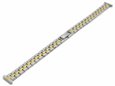 Watch strap 12mm stainless steel dual tone partly polished elegant by ROWI - Bild vergr��ern 