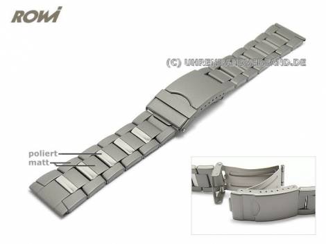 Watch strap 20mm titanium partly polished with security clasp by ROWI - Bild vergr��ern 