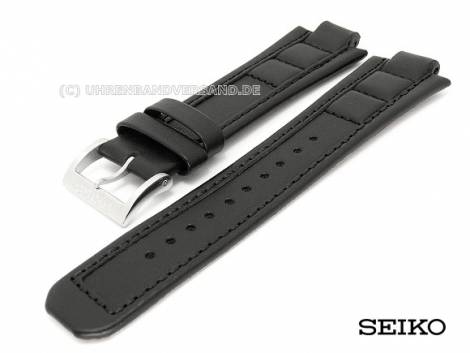 Replacement watch strap SEIKO black leather smooth special lug ends for SNAA41P1, SNAA45J1 etc. - Bild vergrern 