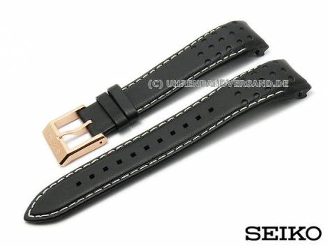 Replacement watch strap SEIKO 21mm black leather light stitching curved ends for SNAE80 Sportura - Bild vergr��ern 