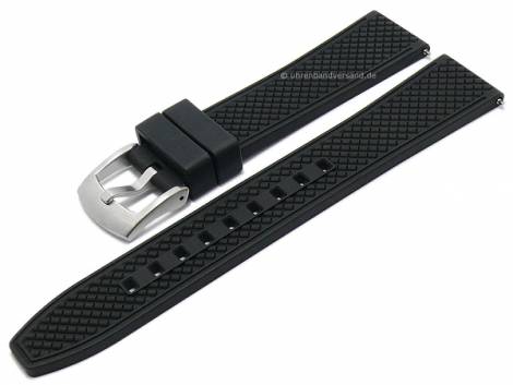Watch strap 22mm black FKM rubber sporty with structure & easy click spring bars (width of buckle 20 mm) - Bild vergr��ern 