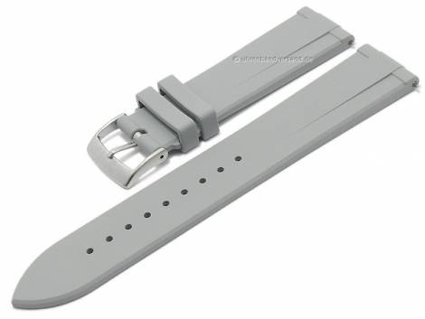 Watch strap 20mm grey FKM rubber sporty with easy click spring bars (width of buckle 18 mm) - Bild vergr��ern 