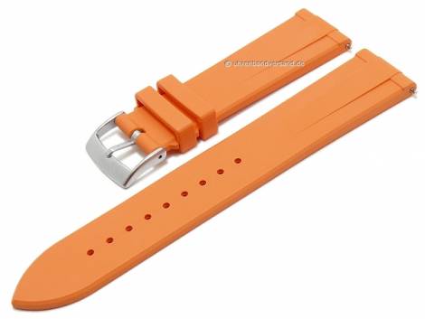 Watch strap 20mm orange FKM rubber sporty with easy click spring bars (width of buckle 18 mm) - Bild vergr��ern 