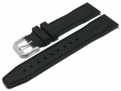 Watch strap 21mm black FKM rubber aviator look with EASY-CLICK (width of buckle 18 mm) - Bild vergrern 