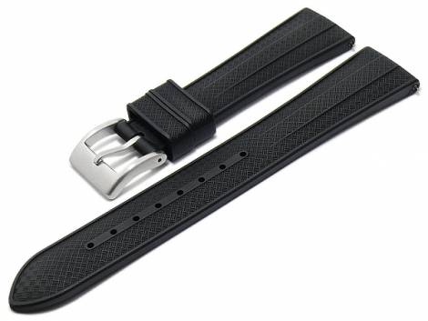 Watch strap 20mm black premium rubber (FKM) carbon look with EASY-CLICK (width of buckle 16 mm) - Bild vergr��ern 